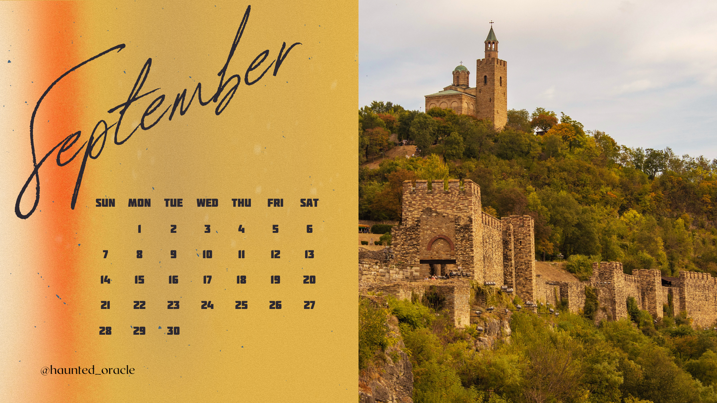 2025 Calendar Desktop Wallpaper Eastern Europe Theme by Haunted Oracle PDF Downloadable