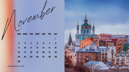 2025 Calendar Desktop Wallpaper Eastern Europe Theme by Haunted Oracle PDF Downloadable