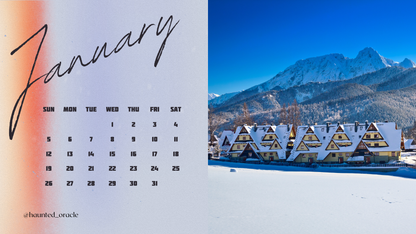 2025 Calendar Desktop Wallpaper Eastern Europe Theme by Haunted Oracle PDF Downloadable