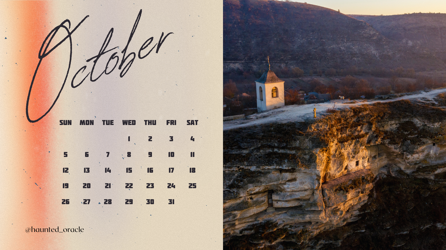 2025 Calendar Desktop Wallpaper Eastern Europe Theme by Haunted Oracle PDF Downloadable