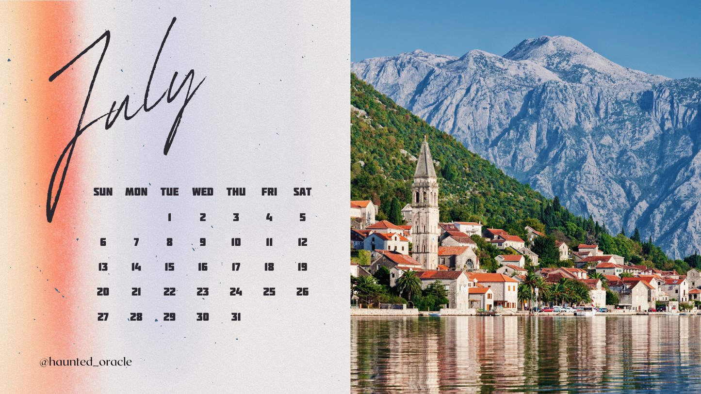 2025 Calendar Desktop Wallpaper Eastern Europe Theme by Haunted Oracle PDF Downloadable