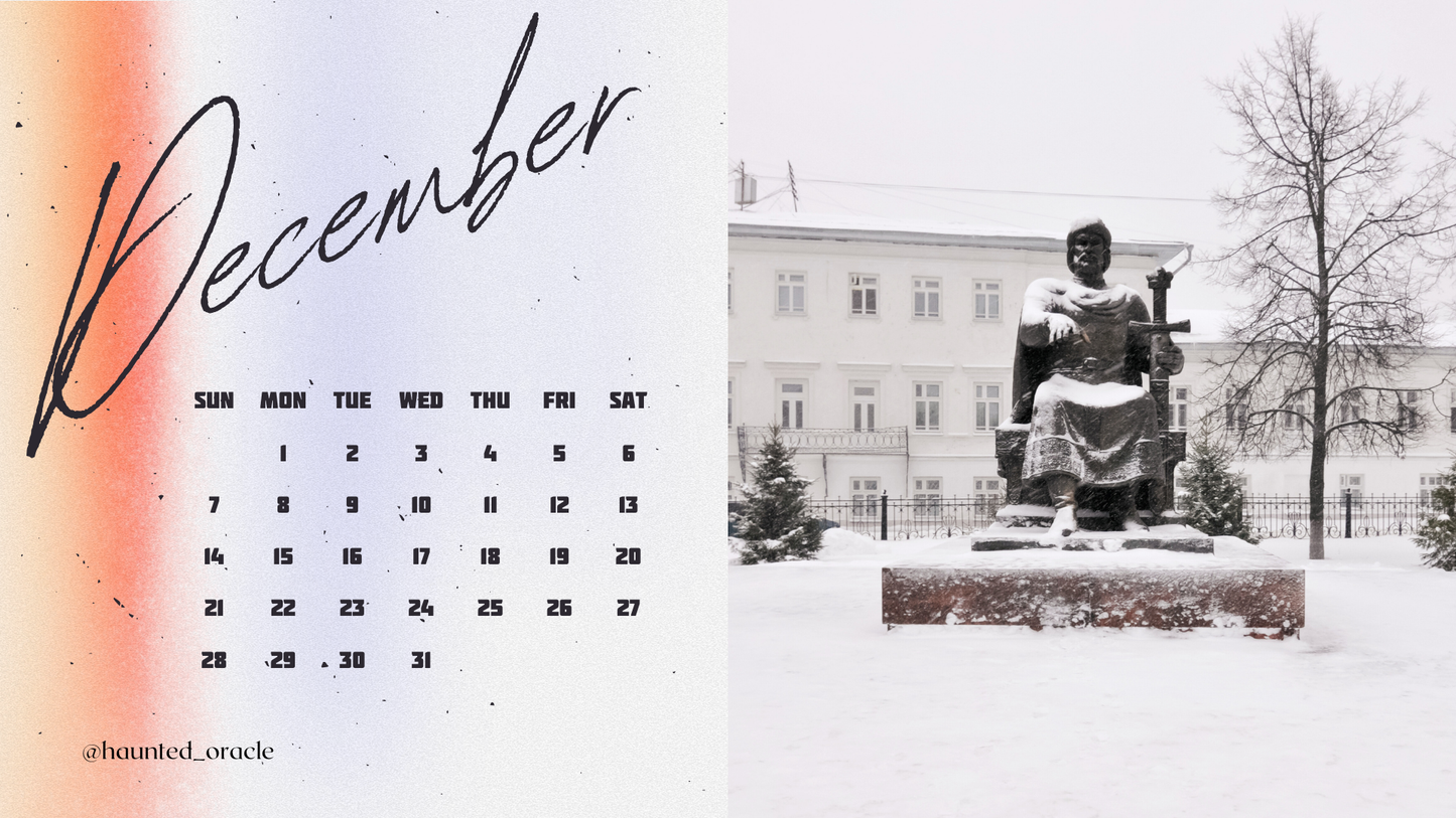 2025 Calendar Desktop Wallpaper Eastern Europe Theme by Haunted Oracle PDF Downloadable