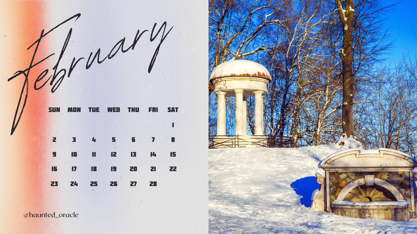 2025 Calendar Desktop Wallpaper Eastern Europe Theme by Haunted Oracle PDF Downloadable