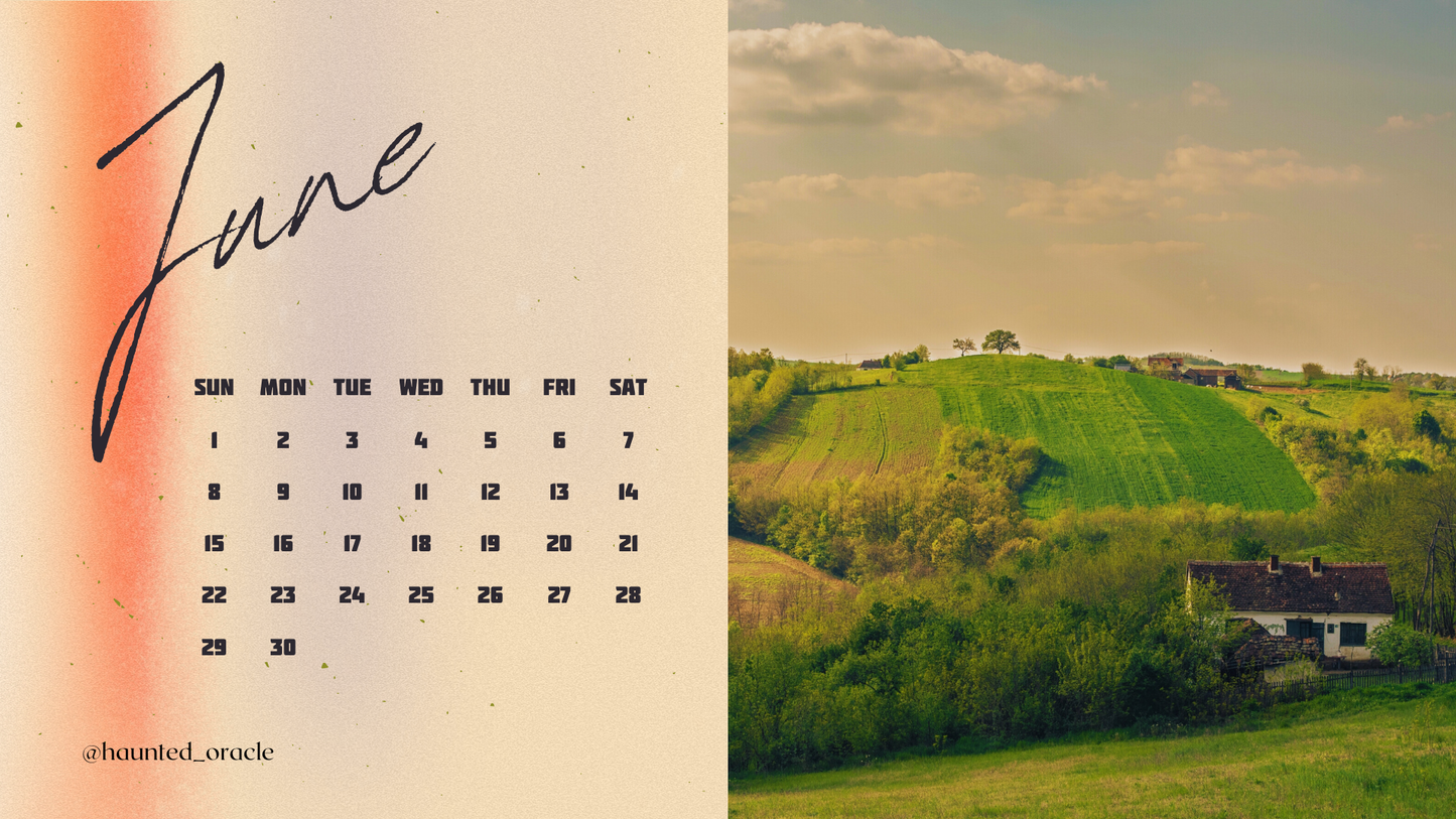 2025 Calendar Desktop Wallpaper Eastern Europe Theme by Haunted Oracle PDF Downloadable