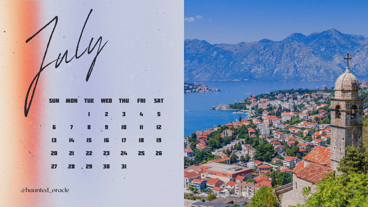 2025 Calendar Desktop Wallpaper Eastern Europe Theme by Haunted Oracle PDF Downloadable