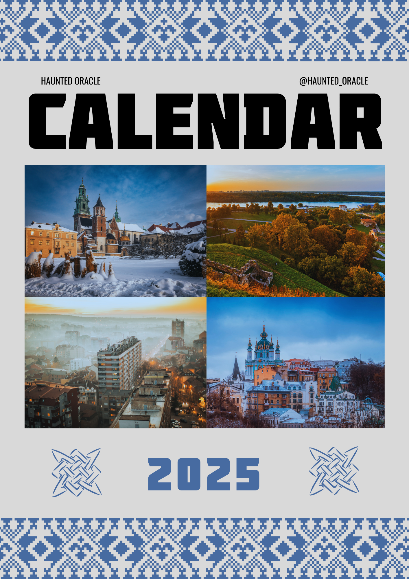 2025 Printable A4 Calendar PDF Eastern Europe Theme by Haunted Oracle